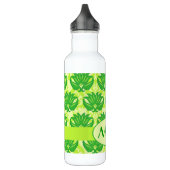 Bouteille D'eau En Acier Inoxydable Emerald Lime Green Art Nouveau Damask Monogramme (Gauche)