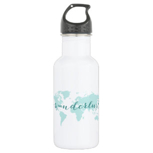 Bouteille D'eau En Acier Inoxydable Envie de voyager, désir de voyager, carte
