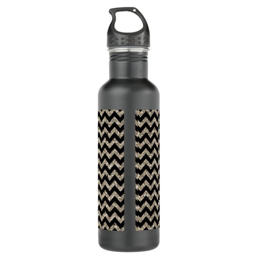 Bouteille D'eau En Acier Inoxydable Faux Parties scintillant Chevron Monogram (Dos)