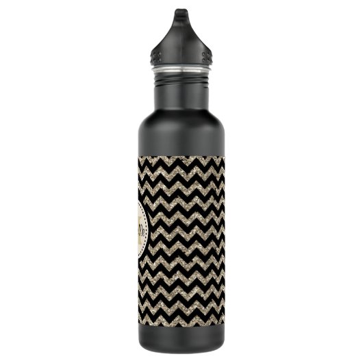 Bouteille D'eau En Acier Inoxydable Faux Parties scintillant Chevron Monogram (Droite)