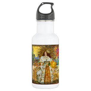 Bouteille D'eau En Acier Inoxydable Femme Vintage Soleil Doré : Art Collage Zodiaque L