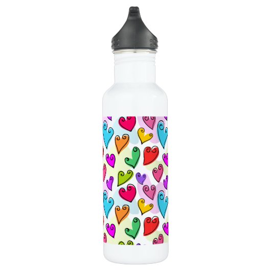 Bouteille D'eau En Acier Inoxydable Fille Coeurs Vibrants Cute Romantic Valentines Day (Droite)