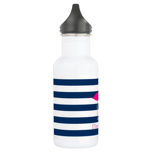 Bouteille D'eau En Acier Inoxydable Flamants roses Roses Mignons Dans L'Amour, Stripé  (Gauche)