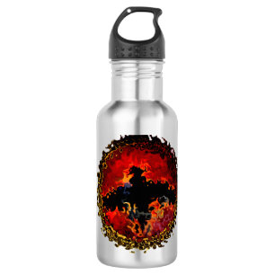 Bouteille D'eau En Acier Inoxydable Flames éffrayant Black Bat Red