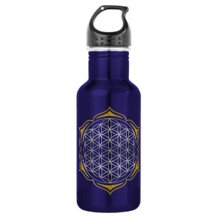 Bouteille D'eau En Acier Inoxydable Fleur de la vie - or argenté de Lotus