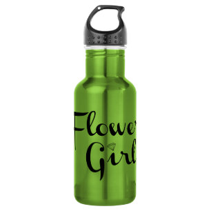Bouteille D'eau En Acier Inoxydable Fleur Retro Script noir sur vert