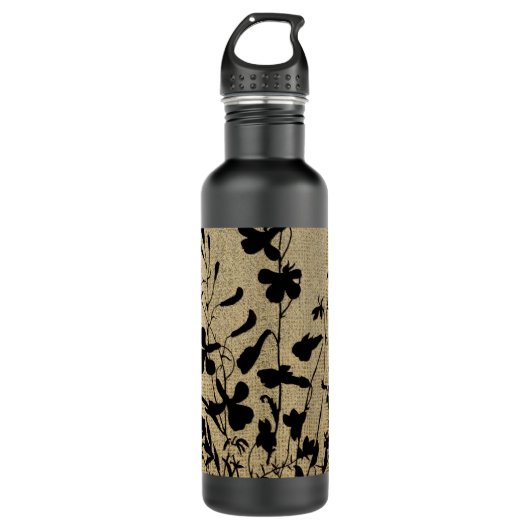Bouteille D'eau En Acier Inoxydable Fleur sauvage Silhouette Burlap (Devant)
