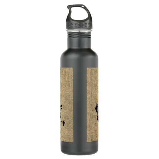 Bouteille D'eau En Acier Inoxydable Fleur sauvage Silhouette Burlap (Dos)