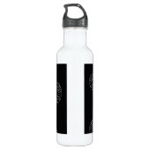 Bouteille D'eau En Acier Inoxydable Fleurs abstraites de printemps noir et blanc (Dos)