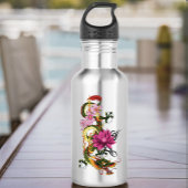 Bouteille D'eau En Acier Inoxydable Fleurs chinoises de cerisiers de Lotus