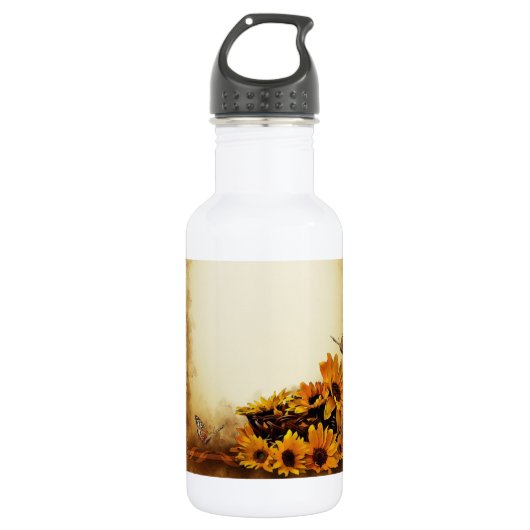 Bouteille D'eau En Acier Inoxydable Fleurs de soleil (Devant)
