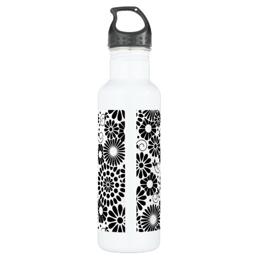 Bouteille D'eau En Acier Inoxydable Fleurs noires rétro (Dos)