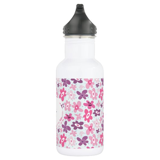 Bouteille D'eau En Acier Inoxydable Fleurs roses mignonnes Motif Whimsical Personnalis (Droite)