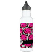 Bouteille D'eau En Acier Inoxydable Fuchsia rose noir gris parisien Damask Monogramme (Droite)