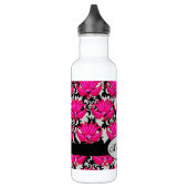 Bouteille D'eau En Acier Inoxydable Fuchsia rose noir gris parisien Damask Monogramme (Gauche)