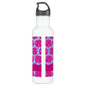 Bouteille D'eau En Acier Inoxydable Fuchsia rose violet Art Nouveau Damask Monogramme (Dos)