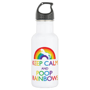 Bouteille D'eau En Acier Inoxydable Gardez la licorne d'arcs-en-ciel de calme et de