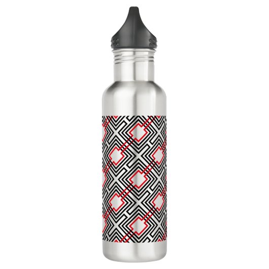 Bouteille D'eau En Acier Inoxydable Géométrique rouge et blanc noir (Gauche)