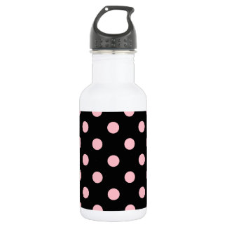 Bouteille D'eau En Acier Inoxydable Grand pois - rose sur le noir