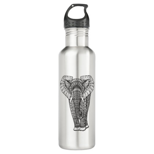 Bouteille D'eau En Acier Inoxydable Griffonnage d'éléphant modelé par imaginaire (Devant)