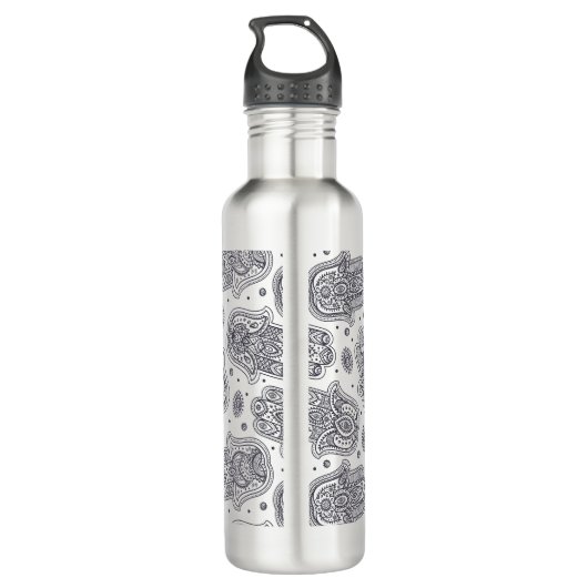 Bouteille D'eau En Acier Inoxydable Hamsa tiré par la main inspiré (Dos)