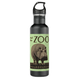 Bouteille D'eau En Acier Inoxydable Hippopotame vintage hippo zoo poster wpa
