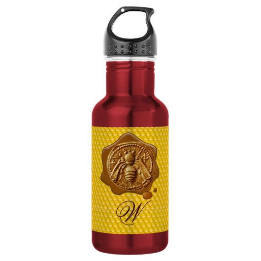 BOUTEILLE D'EAU EN ACIER INOXYDABLE HONEY BEE, BEEKEEPER, MONOGRAMME DE SCEAU CIRE (Devant)
