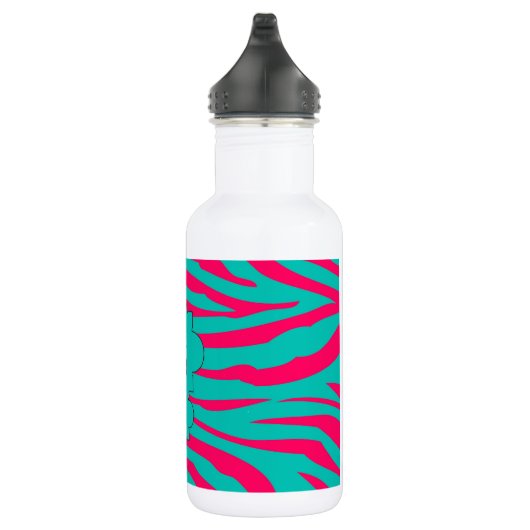 Bouteille D'eau En Acier Inoxydable Hot rose Turquoise Zebra Print 32. oz. (Droite)