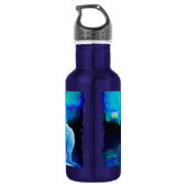 Bouteille D'eau En Acier Inoxydable Howling Arctic Wolf & Pleine lune photo de la faun (Dos)