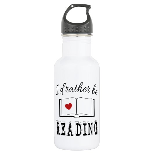Bouteille D'eau En Acier Inoxydable I'd rather be reading (Devant)