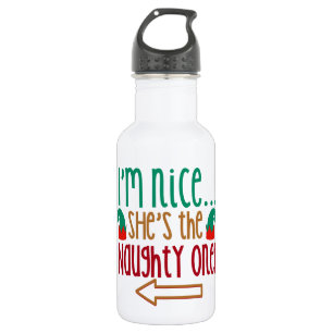 Bouteille D'eau En Acier Inoxydable Im Nice Shes Naughty Elf Casquette