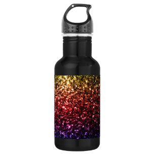 Bouteille D'eau En Acier Inoxydable Jaune arc-en-ciel rouge violet faux parties scinti
