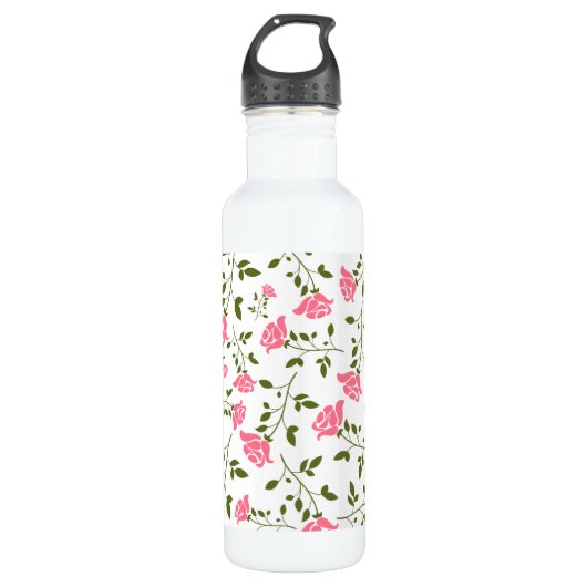 Bouteille D'eau En Acier Inoxydable Joli Motif rose stylisé Roses (Devant)