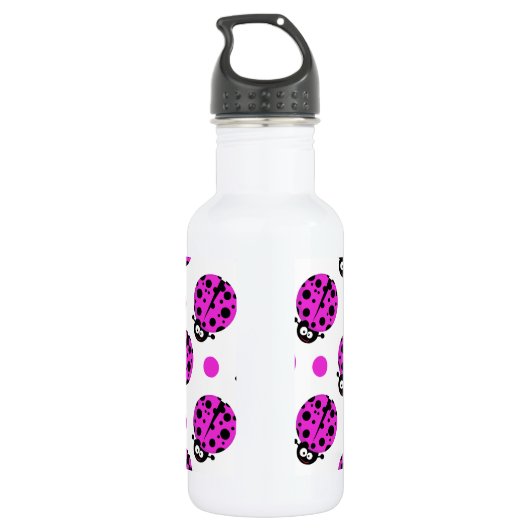 Bouteille D'eau En Acier Inoxydable Jolie coccinelle, Néon violet et Pois blancs (Dos)