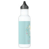 Bouteille D'eau En Acier Inoxydable Jolie licorne & Fleurs Aqua Personnalisé (Gauche)