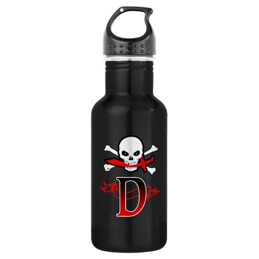 Bouteille D'eau En Acier Inoxydable Jolly roger D Monogramme initial (Devant)