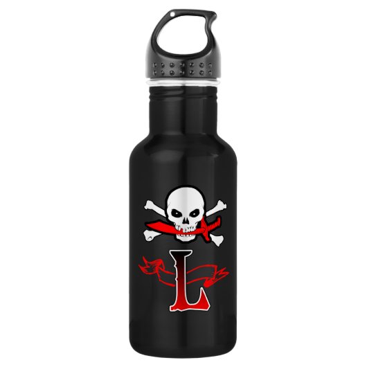 Bouteille D'eau En Acier Inoxydable Jolly roger L Monogramme initial (Devant)