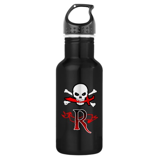 Bouteille D'eau En Acier Inoxydable Jolly roger R Monogramme initial (Devant)