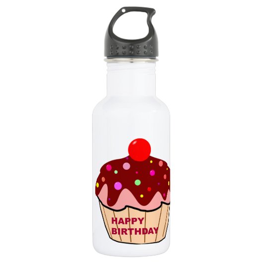 Bouteille D'eau En Acier Inoxydable Joyeux gâteau d'anniversaire (Devant)