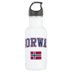 Bouteille D'eau En Acier Inoxydable La Norvège + Drapeau