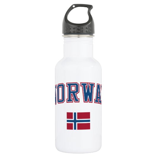 Bouteille D'eau En Acier Inoxydable La Norvège + Drapeau (Devant)