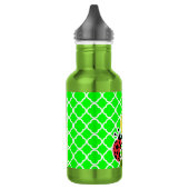 Bouteille D'eau En Acier Inoxydable Ladybug sur Quatrefoil vert électrique (Gauche)