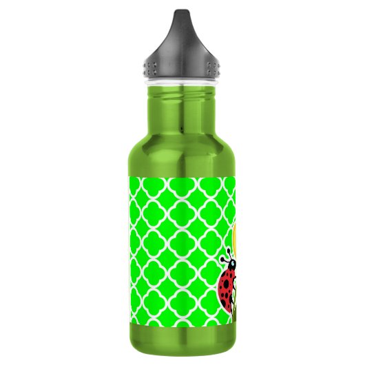 Bouteille D'eau En Acier Inoxydable Ladybug sur Quatrefoil vert électrique (Gauche)