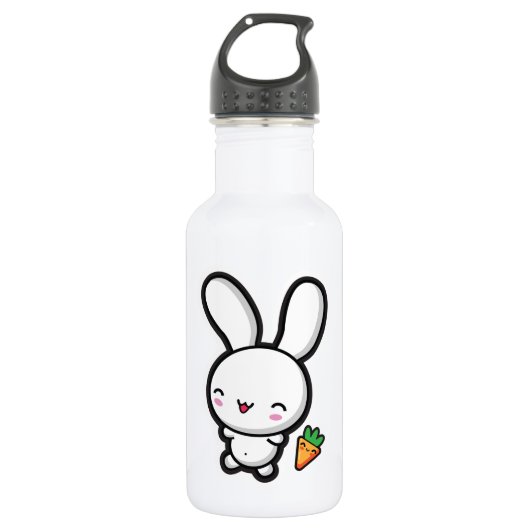 Bouteille D'eau En Acier Inoxydable Lapin et carotte de Kawaii (Devant)