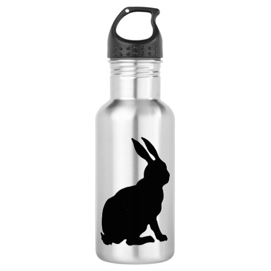 Bouteille D'eau En Acier Inoxydable Lapin noir Silhouette Lapin de Pâques (Devant)