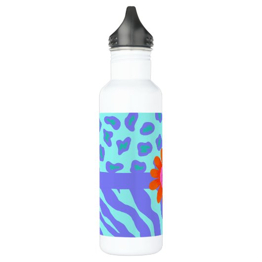 Bouteille D'eau En Acier Inoxydable Lavande & Turquoise Zebra & Cheetah Orange Flower (Gauche)