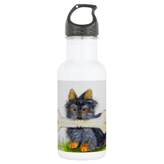 Bouteille D'eau En Acier Inoxydable Little Dog Big Bone ( Yorkshire terrier ) (Devant)