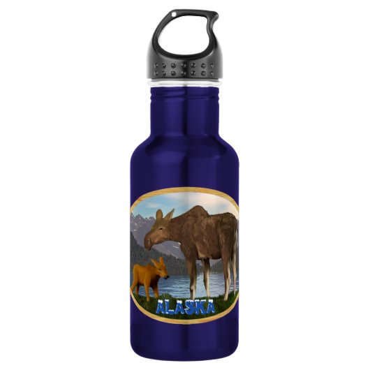 Bouteille D'eau En Acier Inoxydable L'orignal dans le pré (Devant)