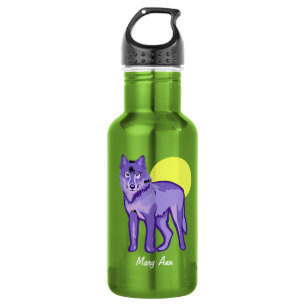 Bouteille D'eau En Acier Inoxydable Loup Violet Pleine Lune