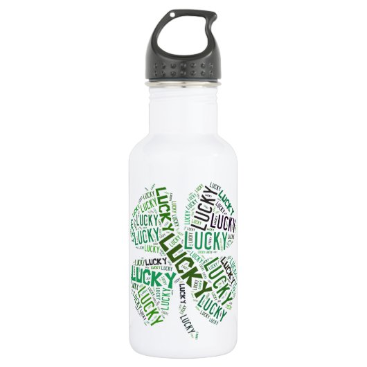 Bouteille D'eau En Acier Inoxydable Lucky Clover Word (Devant)